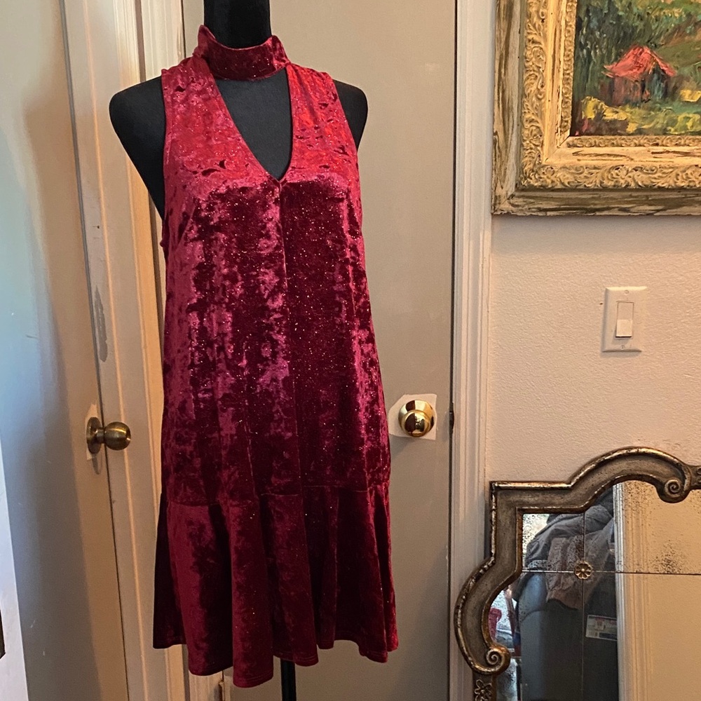 By Together Red Velvet Midi Dress